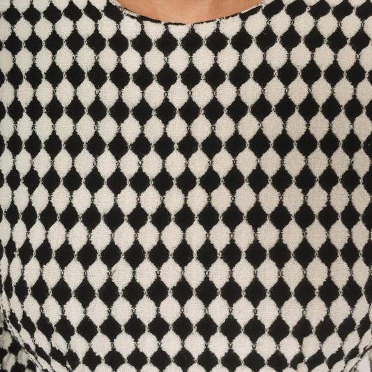 90s Jackie Bernard Checkerboard Mini Dress Black Cream Diamond Pattern Small S