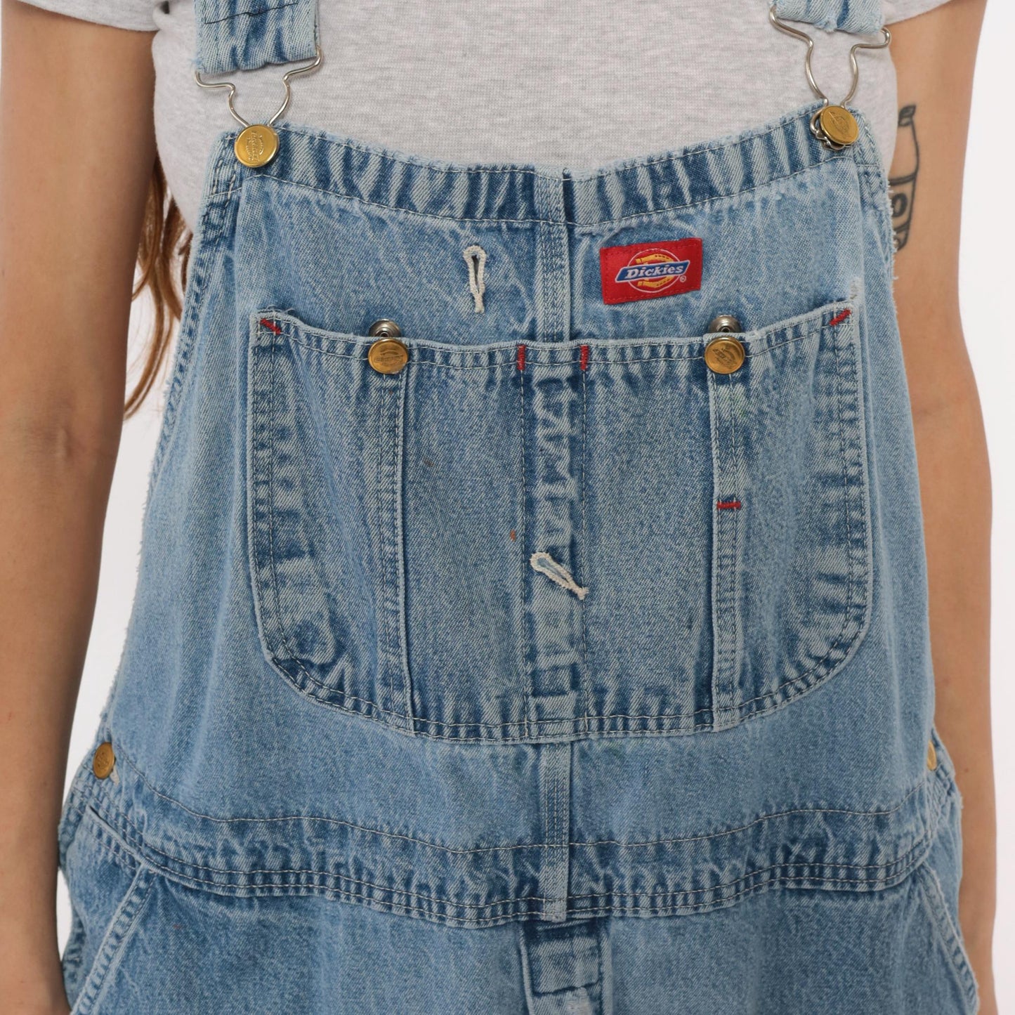 Dickies 90s Denim Overalls Light Blue Wide Leg Workwear Plus Size XXL