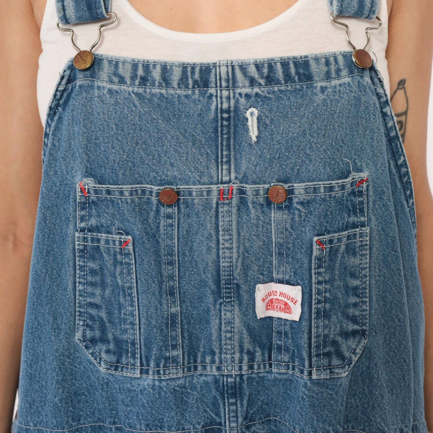 90s Roundhouse Denim Overalls Medium Wash Bib Straight Leg Medium