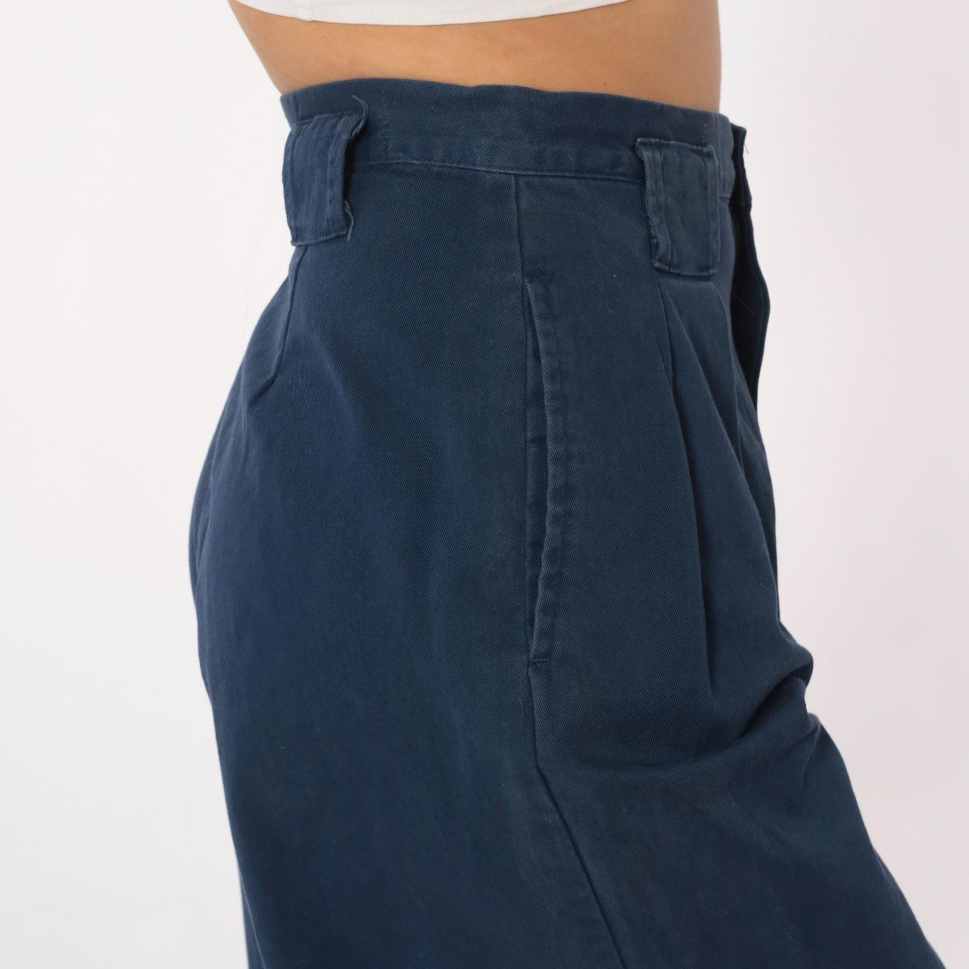 80s Palmetto's Navy Pleated High-Waist Shorts Small S