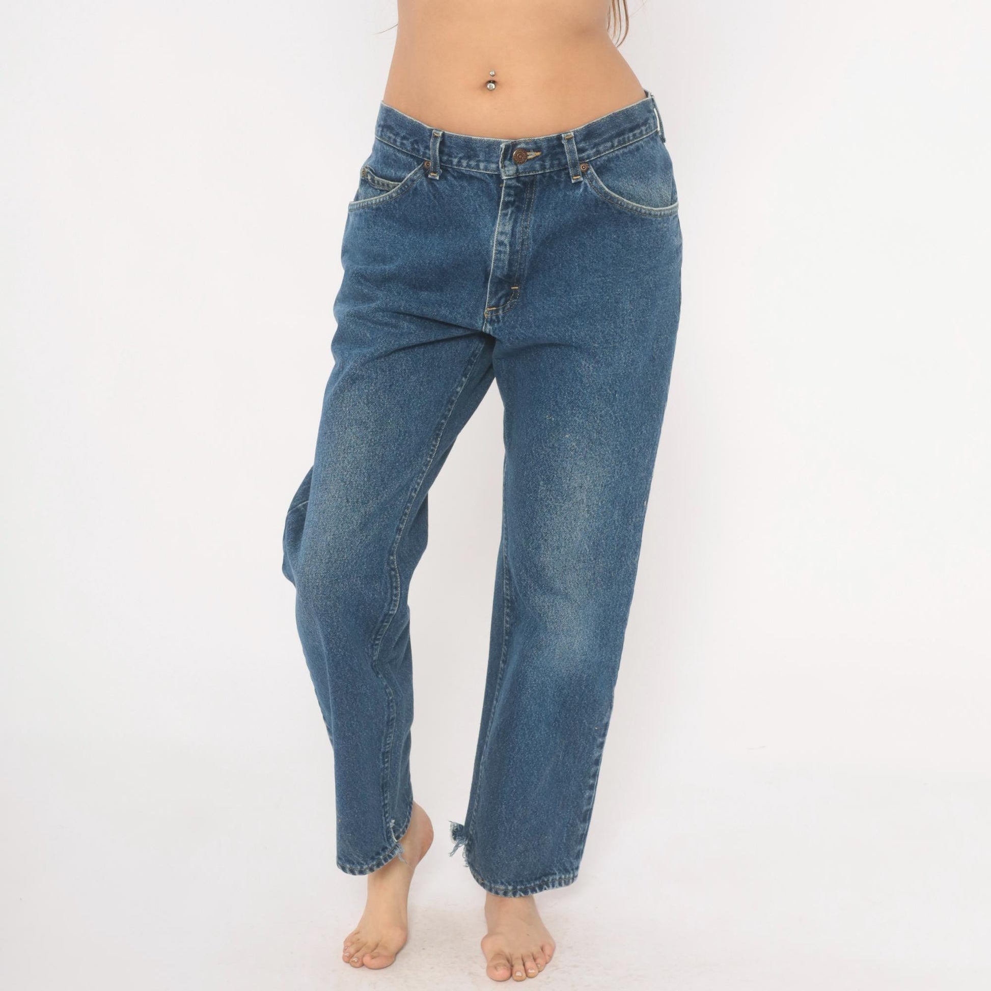 90s Lee Mom Jeans Stonewash Blue Denim Straight Leg Mid Rise Medium 33