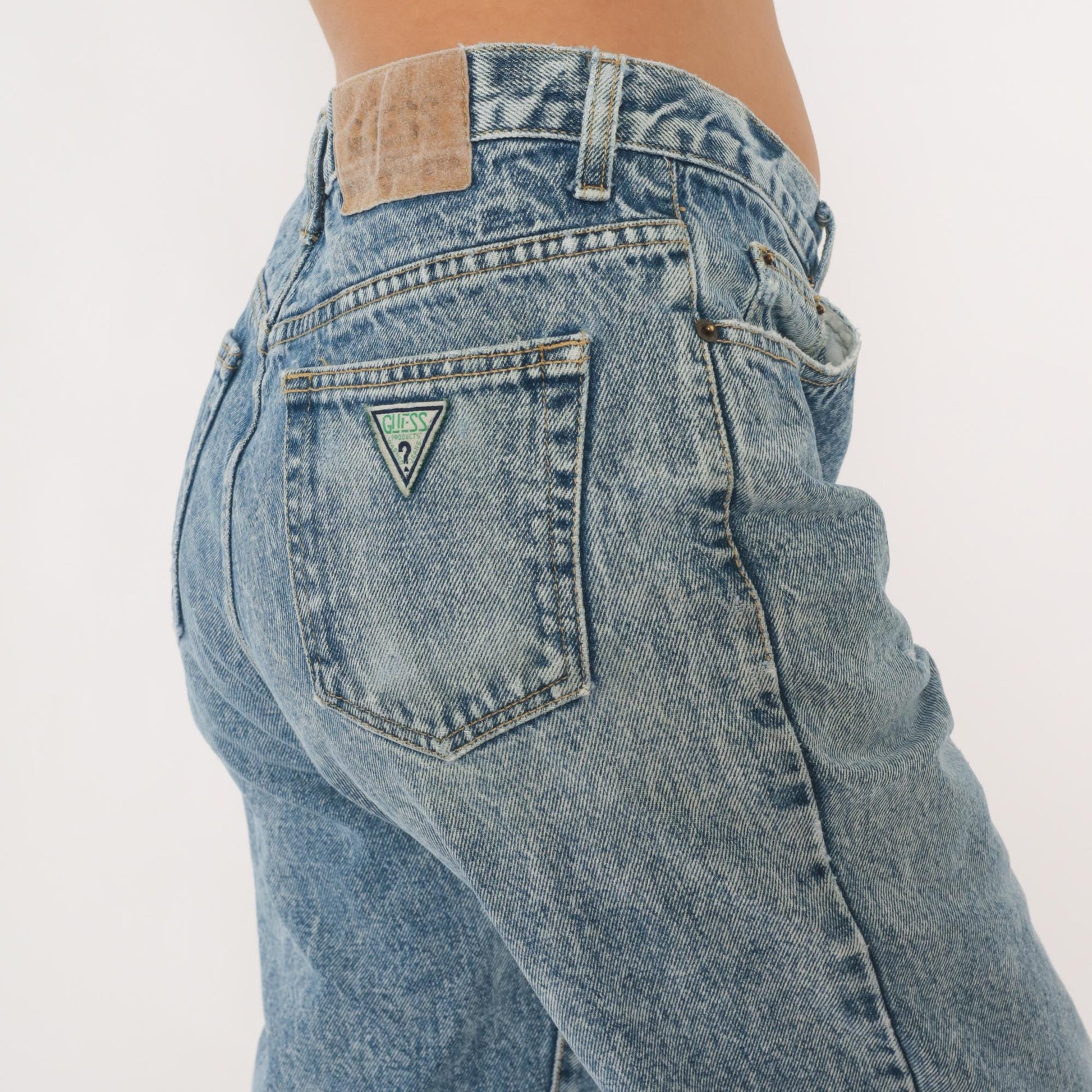 90s Georges Marciano Guess Acid Wash High Waisted Mom Jeans Blue 34