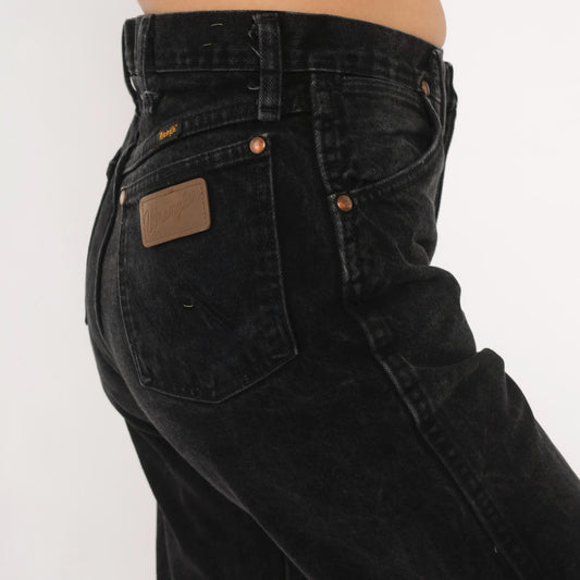 90s Wrangler Black Faded Straight Leg High Rise Jeans Cotton Small S