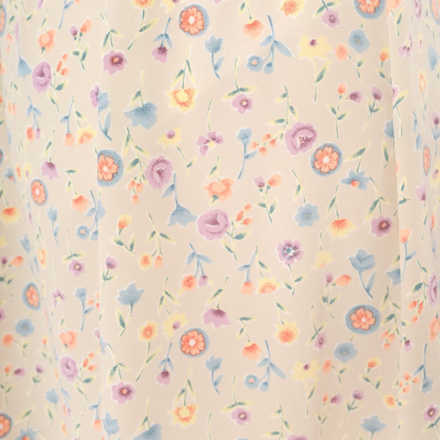 80s FT Studio Floral Midi Skirt Cream Pastel Ditsy Small Medium