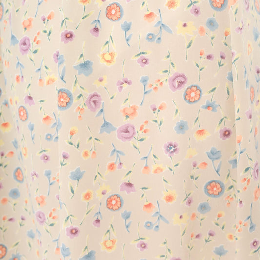 80s FT Studio Floral Midi Skirt Cream Pastel Ditsy Small Medium