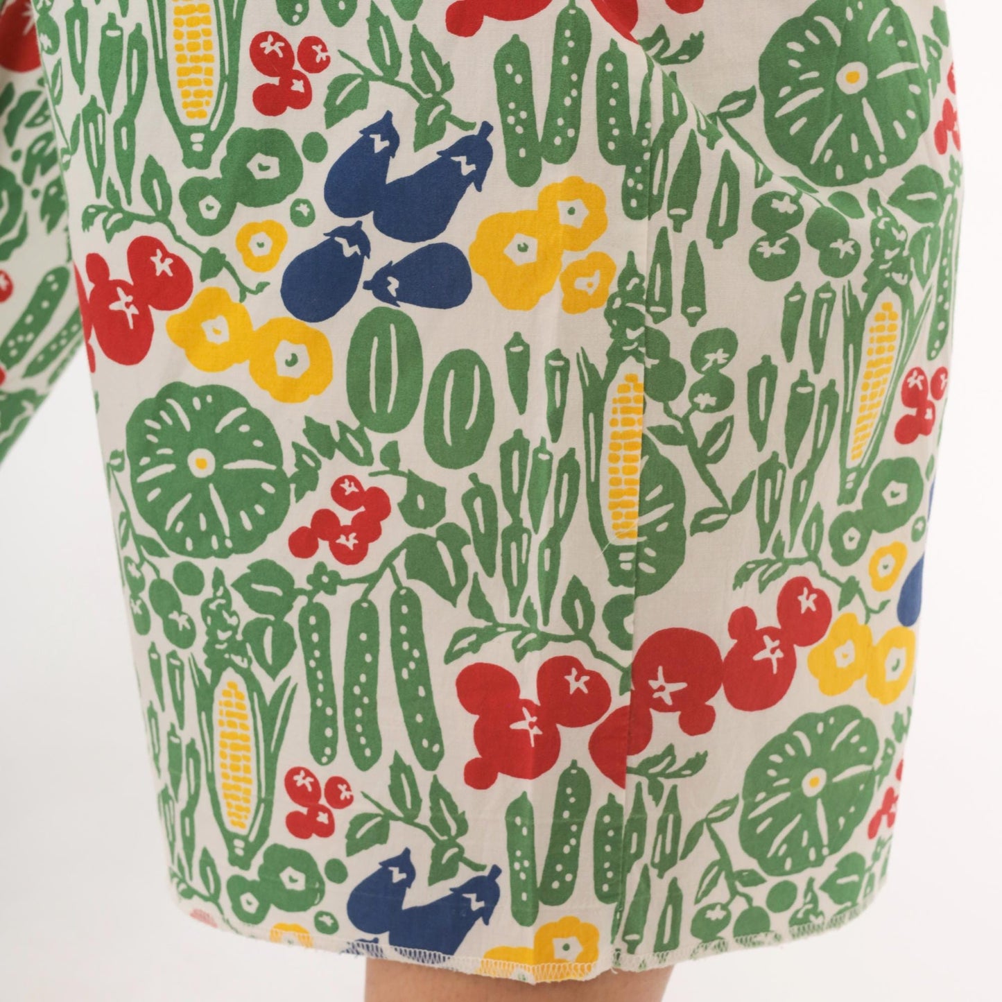 90s Vegetable Garden Print Culottes White Wide Leg Capri Cotton Medium M