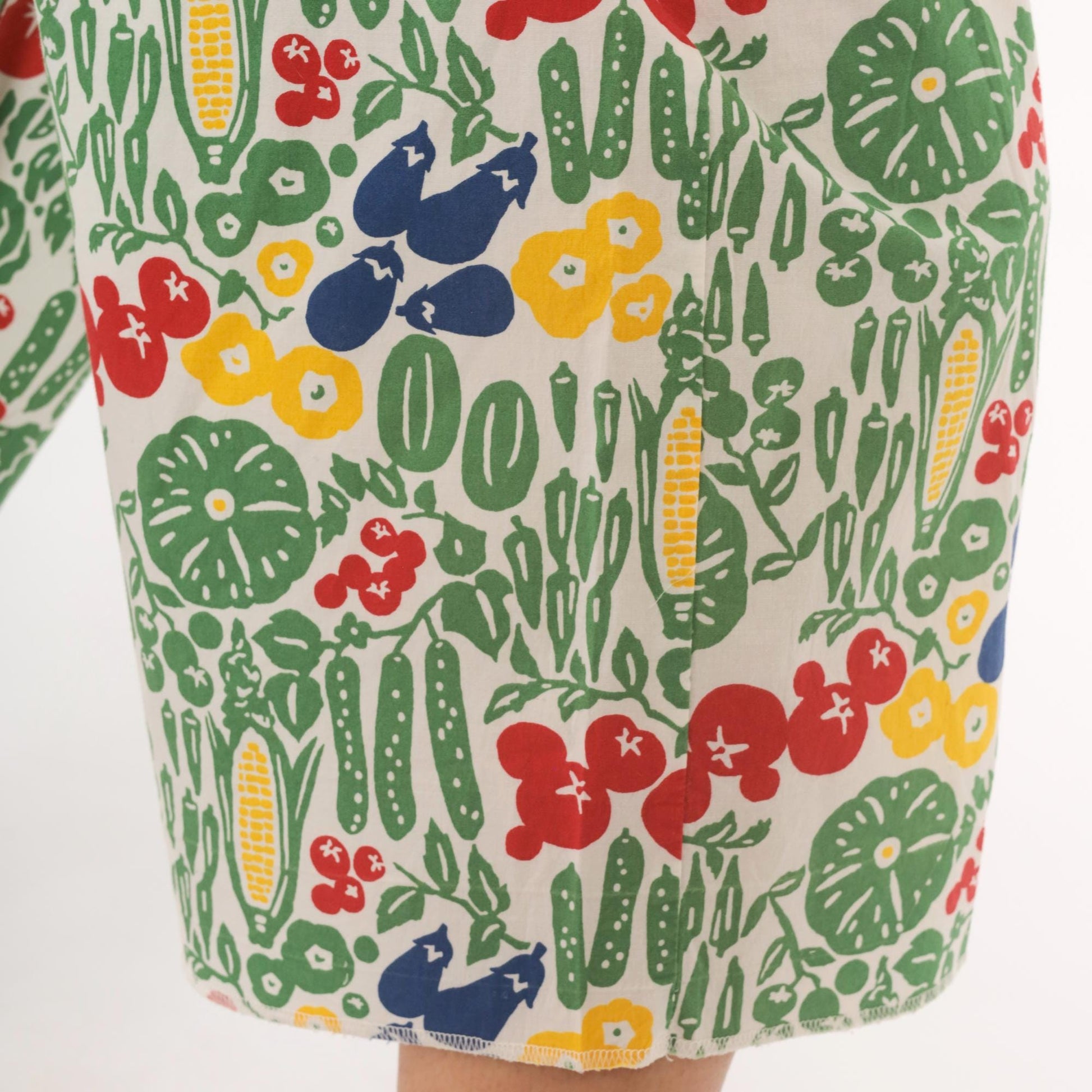 90s Vegetable Garden Print Culottes White Wide Leg Capri Cotton Medium M