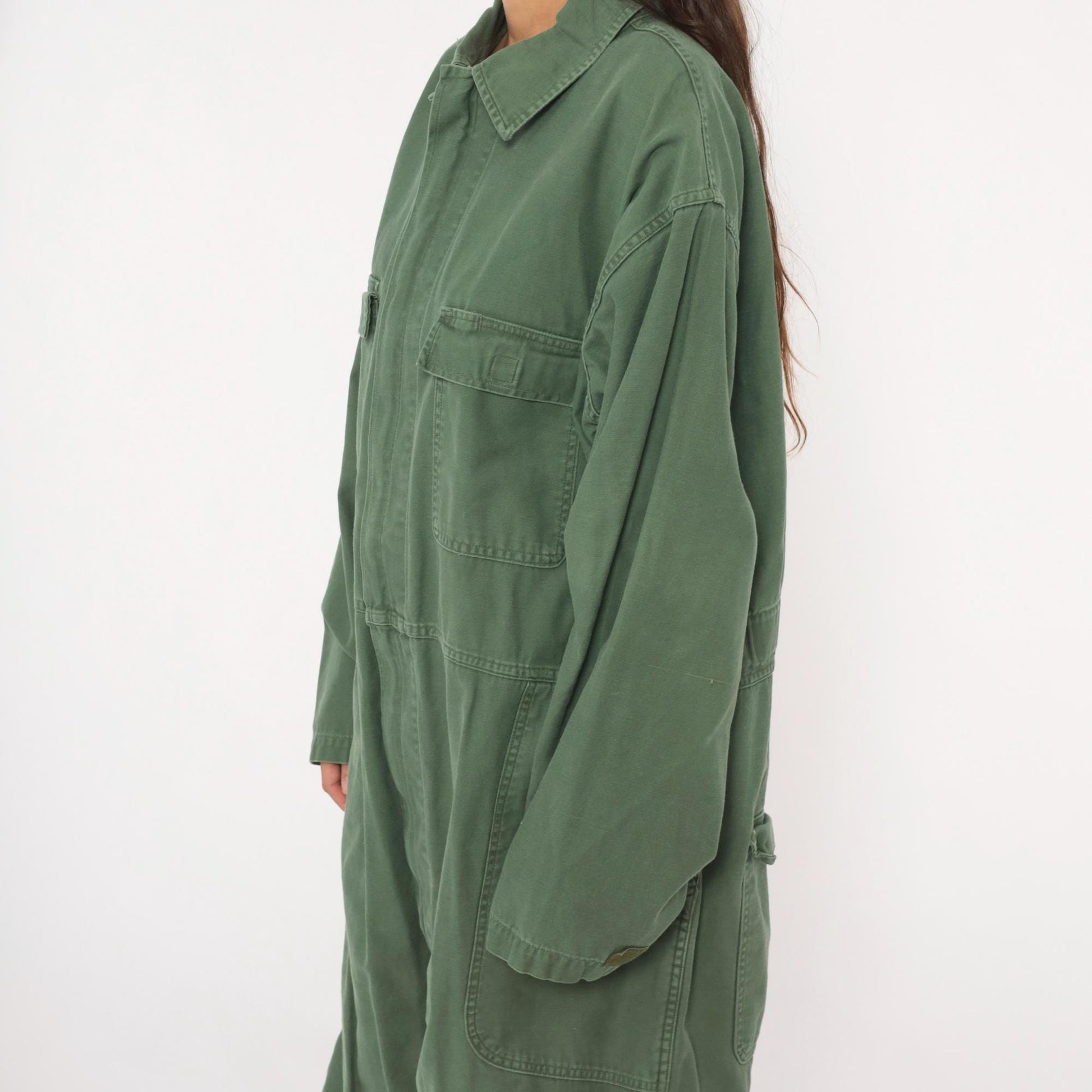 90s Equa Industries Military Coveralls Olive Drab Cotton Flight Suit XXL