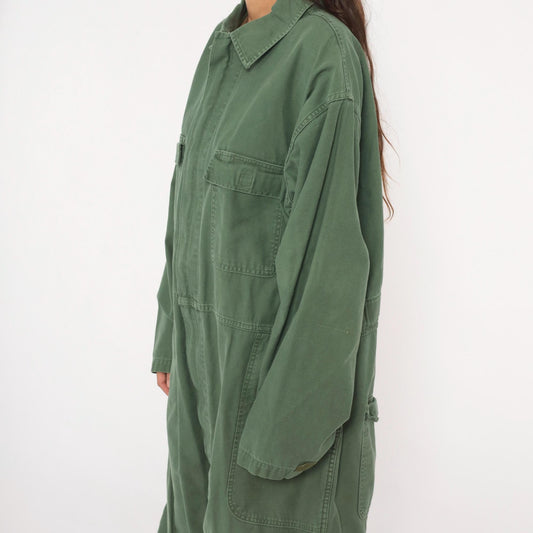 90s Equa Industries Military Coveralls Olive Drab Cotton Flight Suit XXL