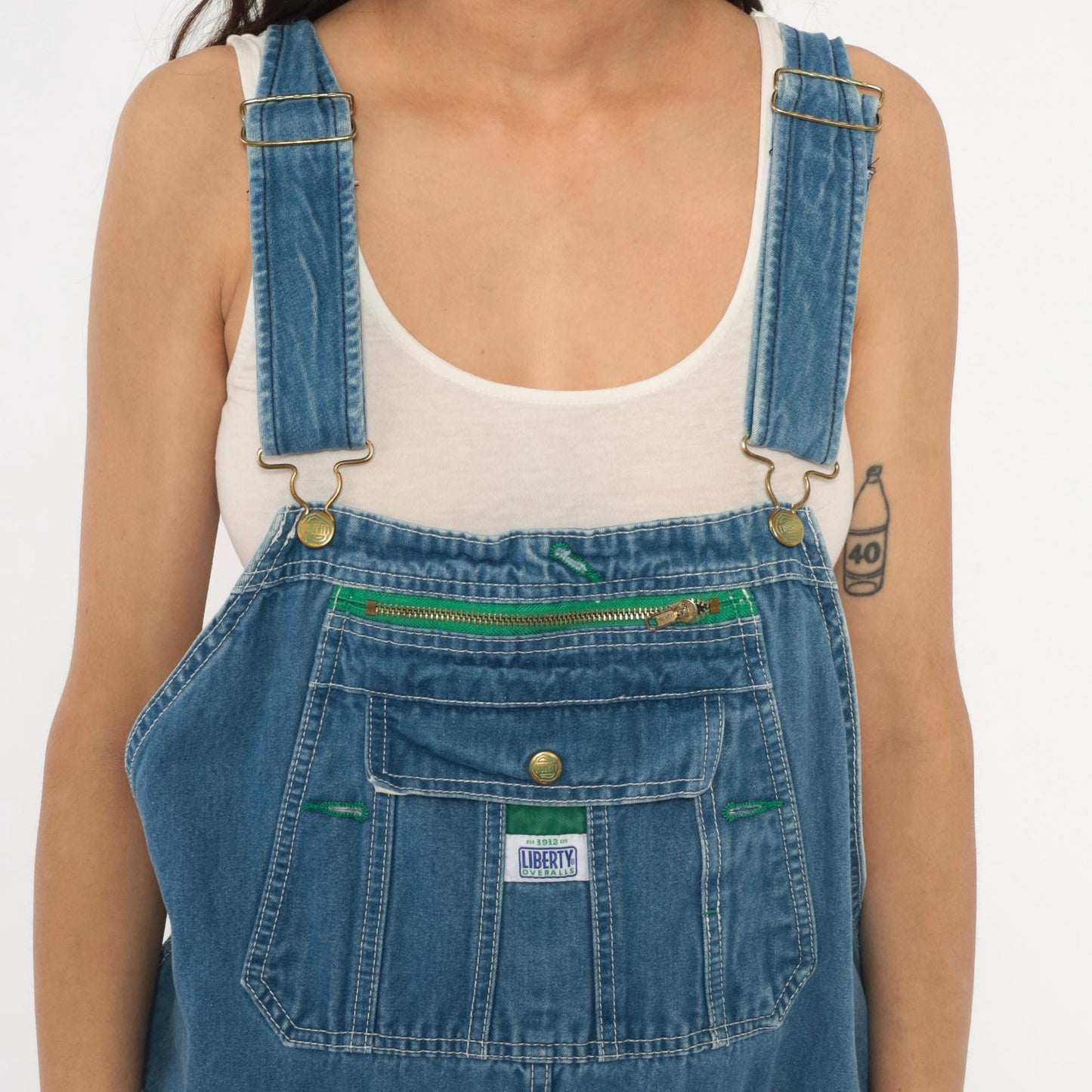 Y2K Liberty Denim Overalls Blue Bib Carpenter Workwear 44 x 30