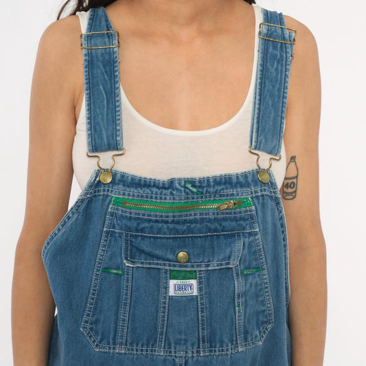 Y2K Liberty Denim Overalls Blue Bib Carpenter Workwear 44 x 30
