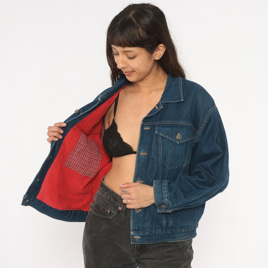 80s Jeff des Designs Dark Wash Denim Jacket Flannel Lined Western Yoke Small