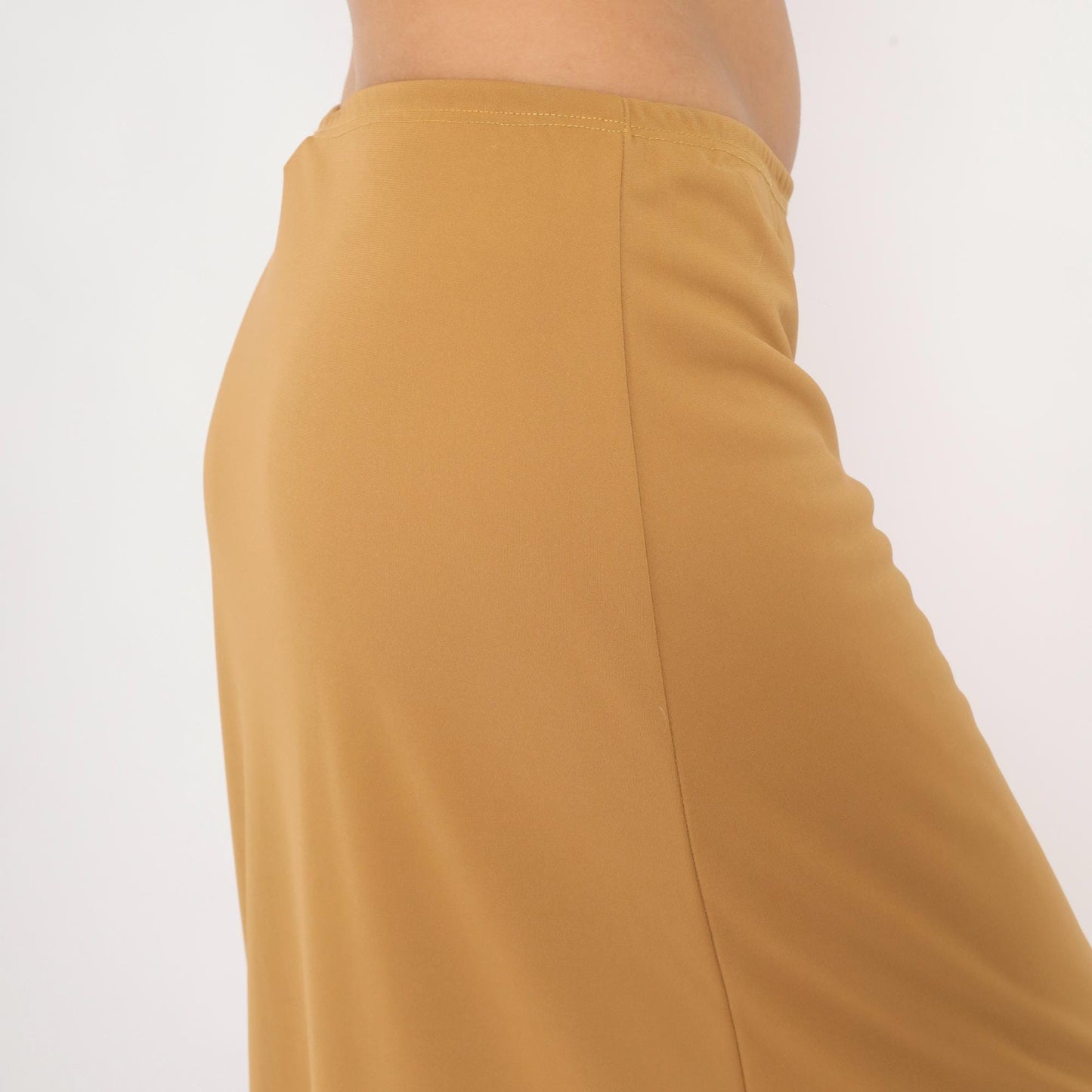2000s Baby 0 Camel Maxi Skirt Tan A-Line Low Rise Elastic Waist Medium