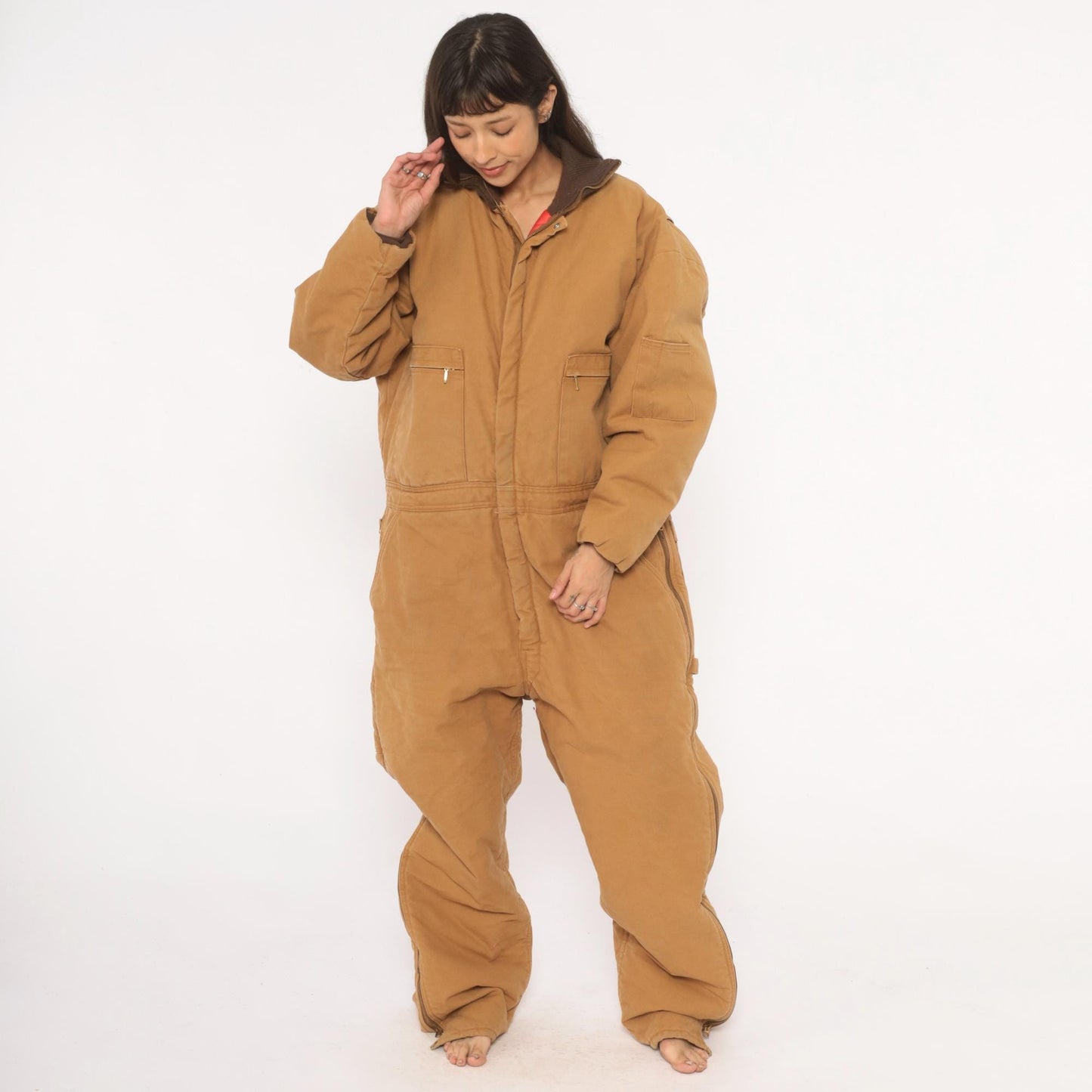 90s Wear Guard Duck Canvas Coveralls Tan Quilted Lined Workwear Extra Large XL