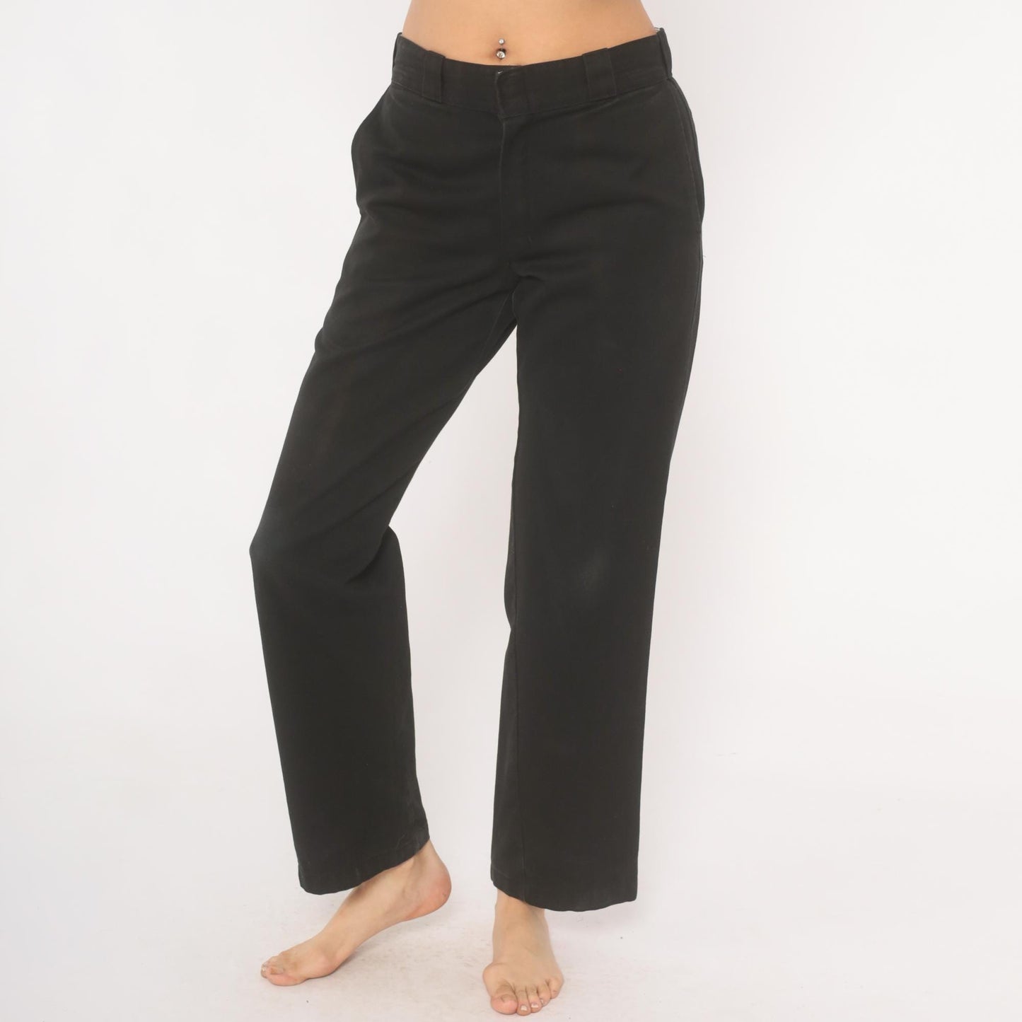 2000s Dickies Black Straight Leg Work Pants Low Rise Cotton Small S