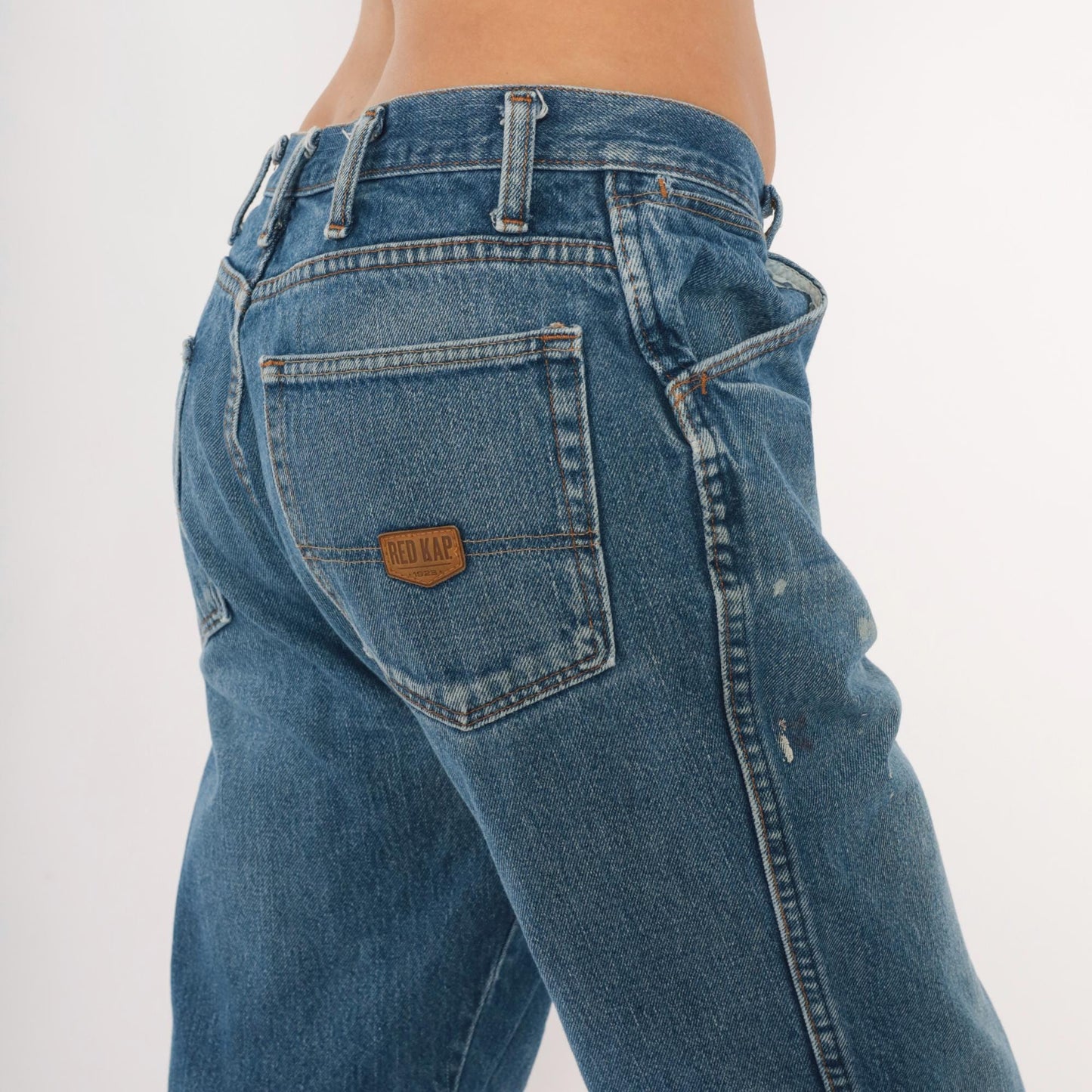 Red Kap Workwear Jeans 2000s Distressed Denim Straight Leg Blue Faded Wash Medium