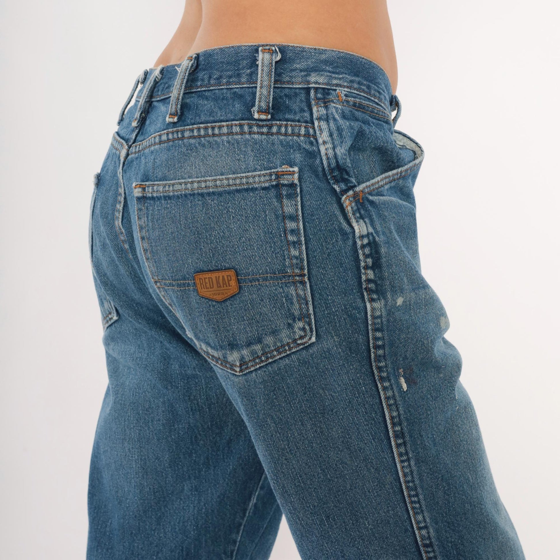 Red Kap Workwear Jeans 2000s Distressed Denim Straight Leg Blue Faded Wash Medium