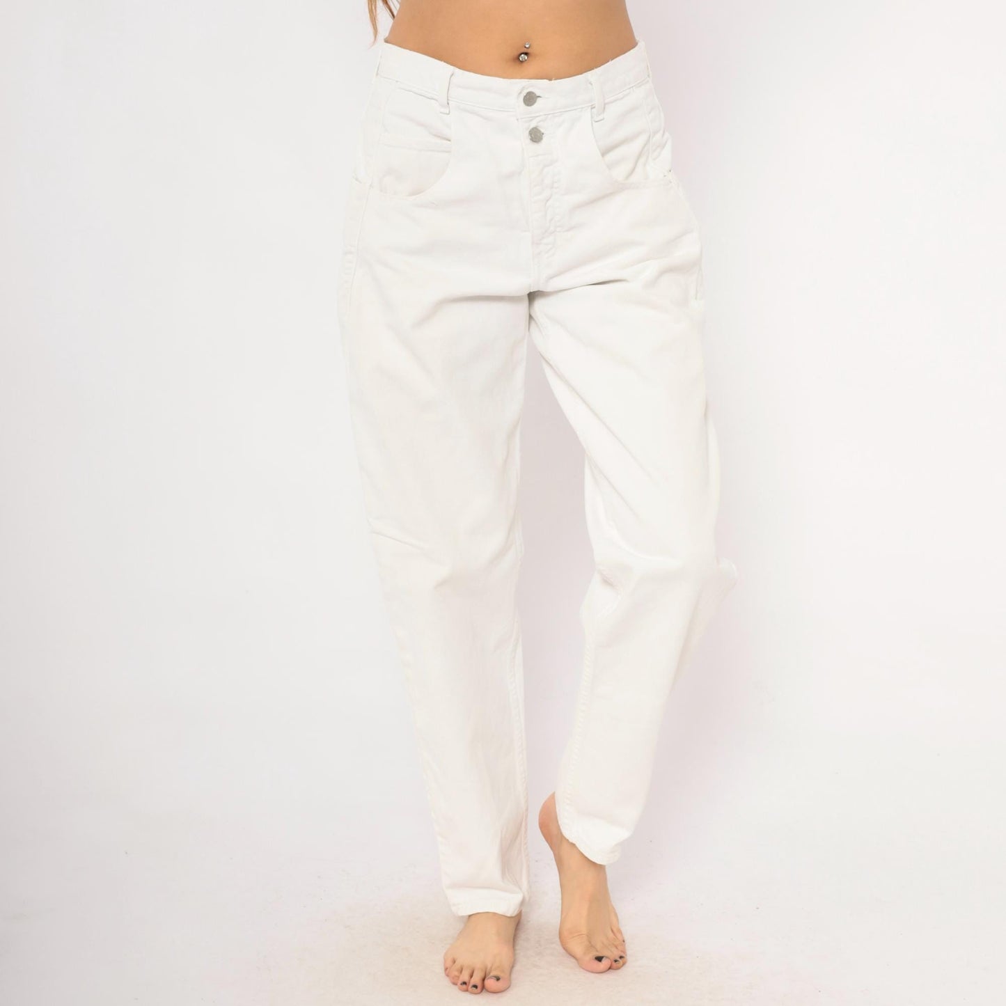 90s Guess High-Waisted Straight Leg Jeans White Denim Womens 30