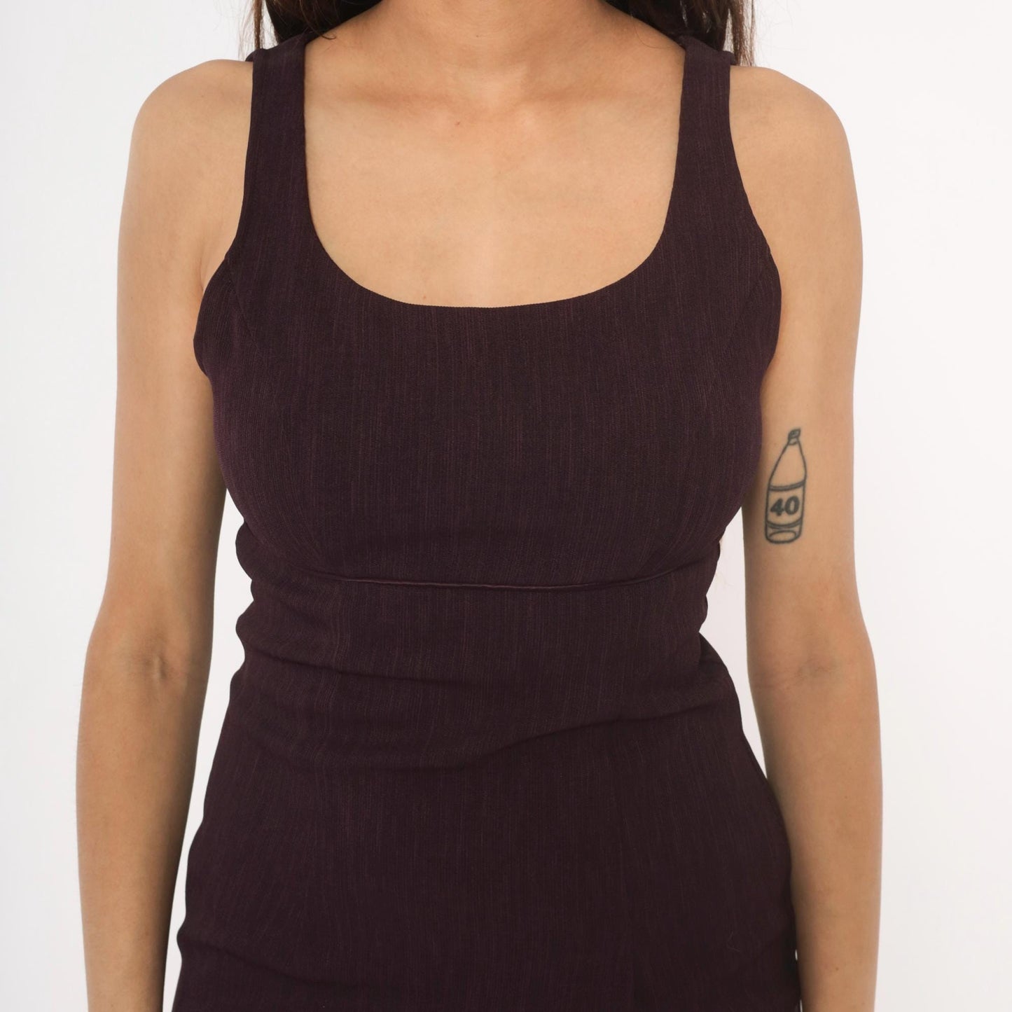 90s City Triangles Plum Mini Dress Scoop Neck Tank Bodycon Extra Small XS