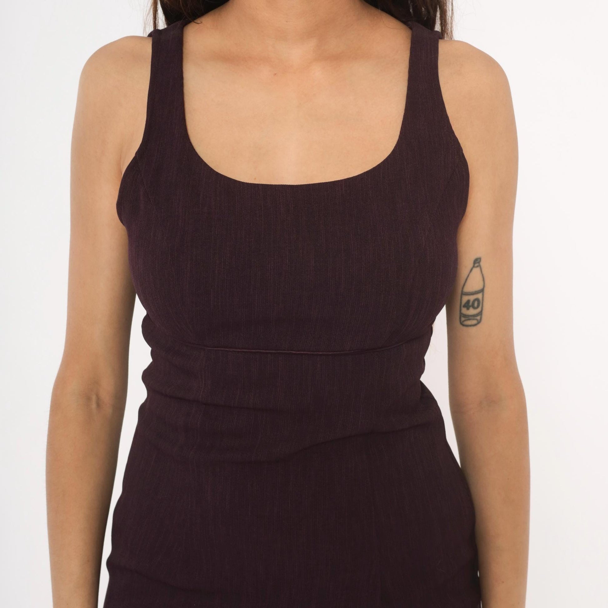 90s City Triangles Plum Mini Dress Scoop Neck Tank Bodycon Extra Small XS