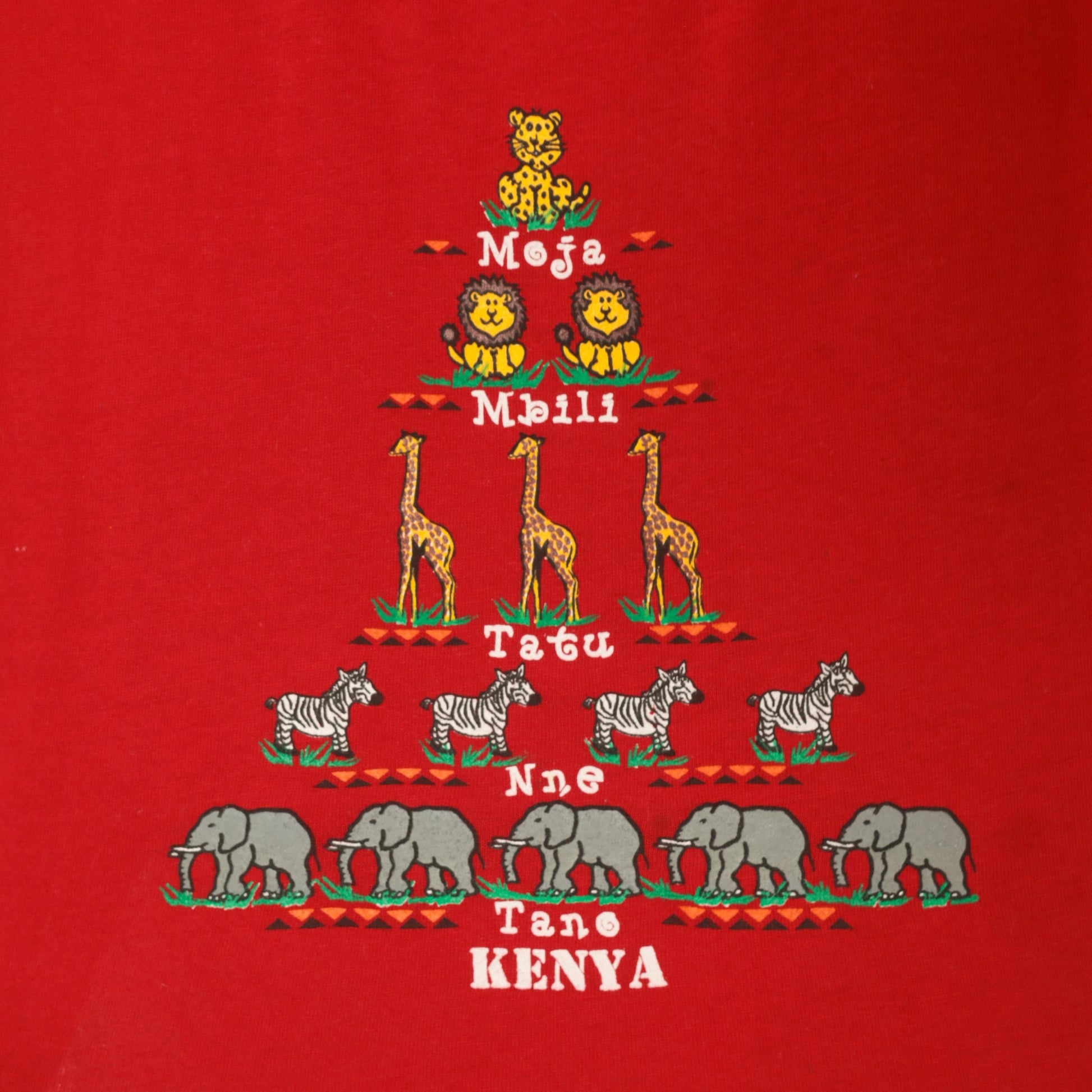 2000s Kenya Safari Animal Crop Tank Red Cotton Swahili Graphic XS