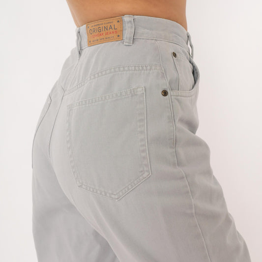 90s Liz Claiborne Grey High-Waisted Tapered Denim Jeans Small S