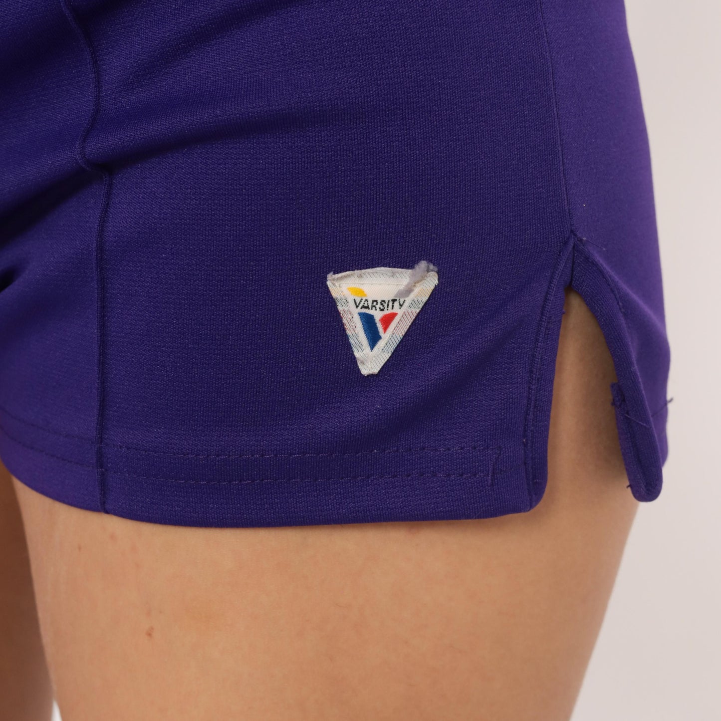 90s Varsity Purple Athletic Shorts Low-Rise Mini Elastic Waist Small S