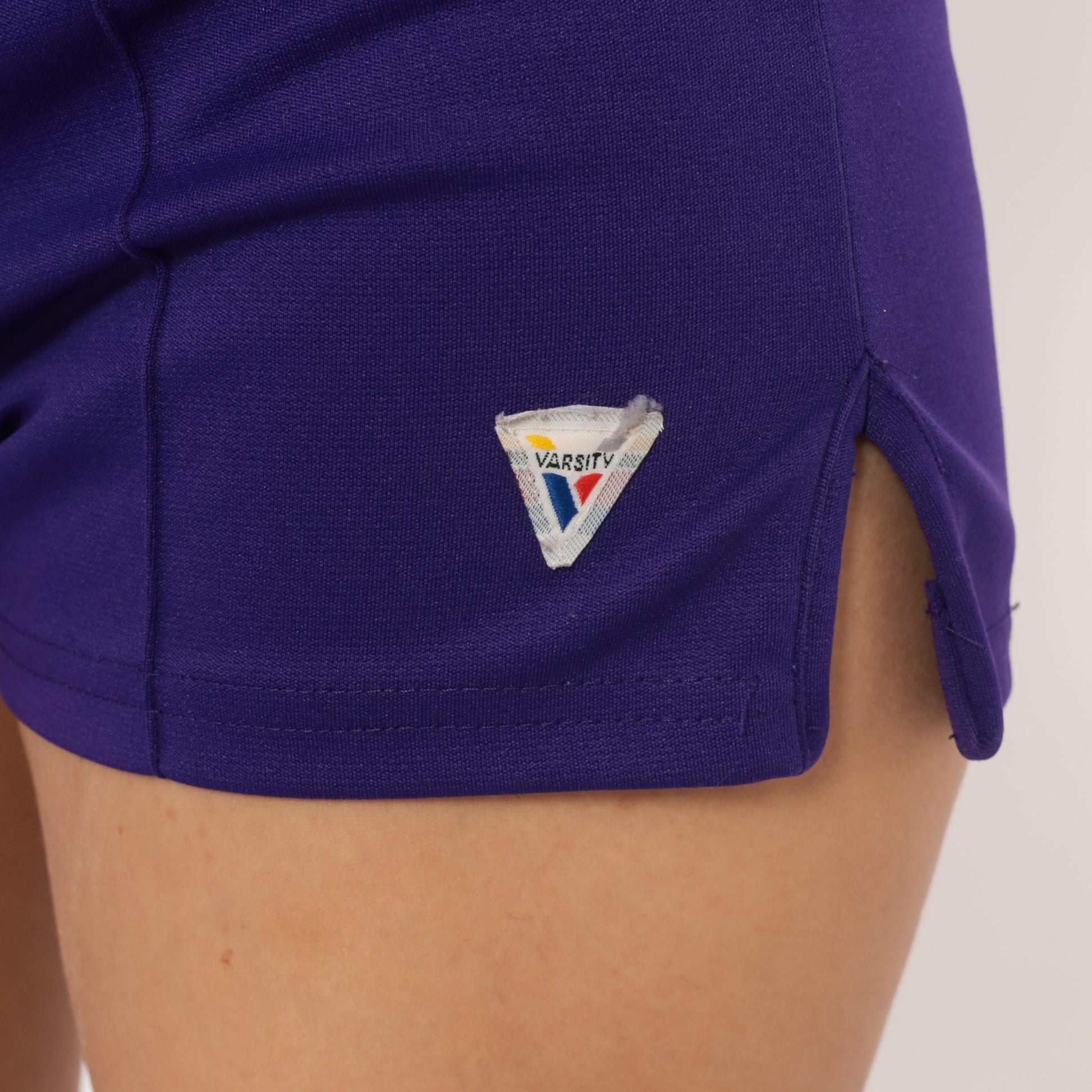 90s Varsity Purple Athletic Shorts Low-Rise Mini Elastic Waist Small S