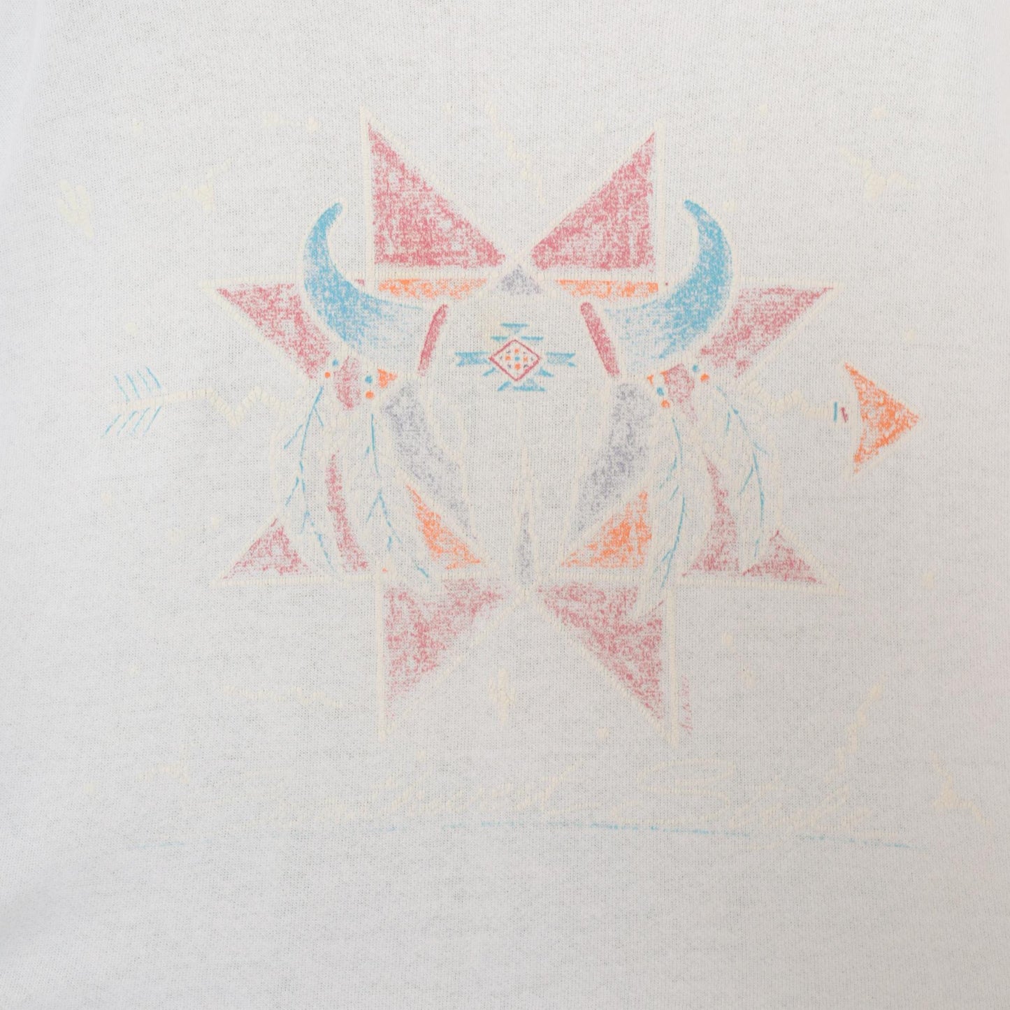 90s Tultex Southwestern Cow Skull Sweatshirt White Pastel Geometric Crewneck Extra Large XXL