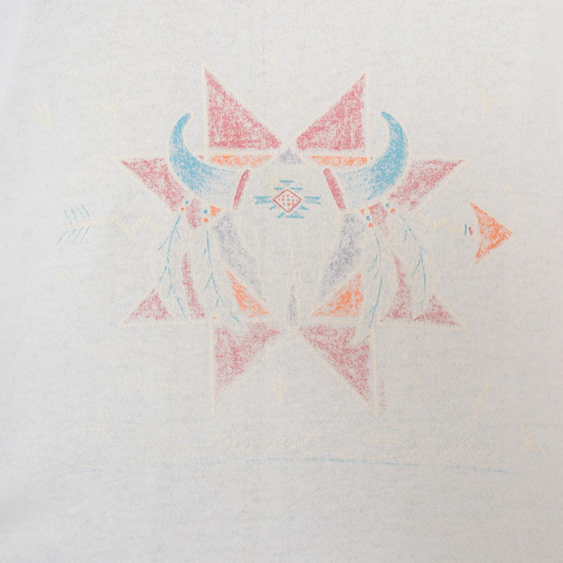 90s Tultex Southwestern Cow Skull Sweatshirt White Pastel Geometric Crewneck Extra Large XXL