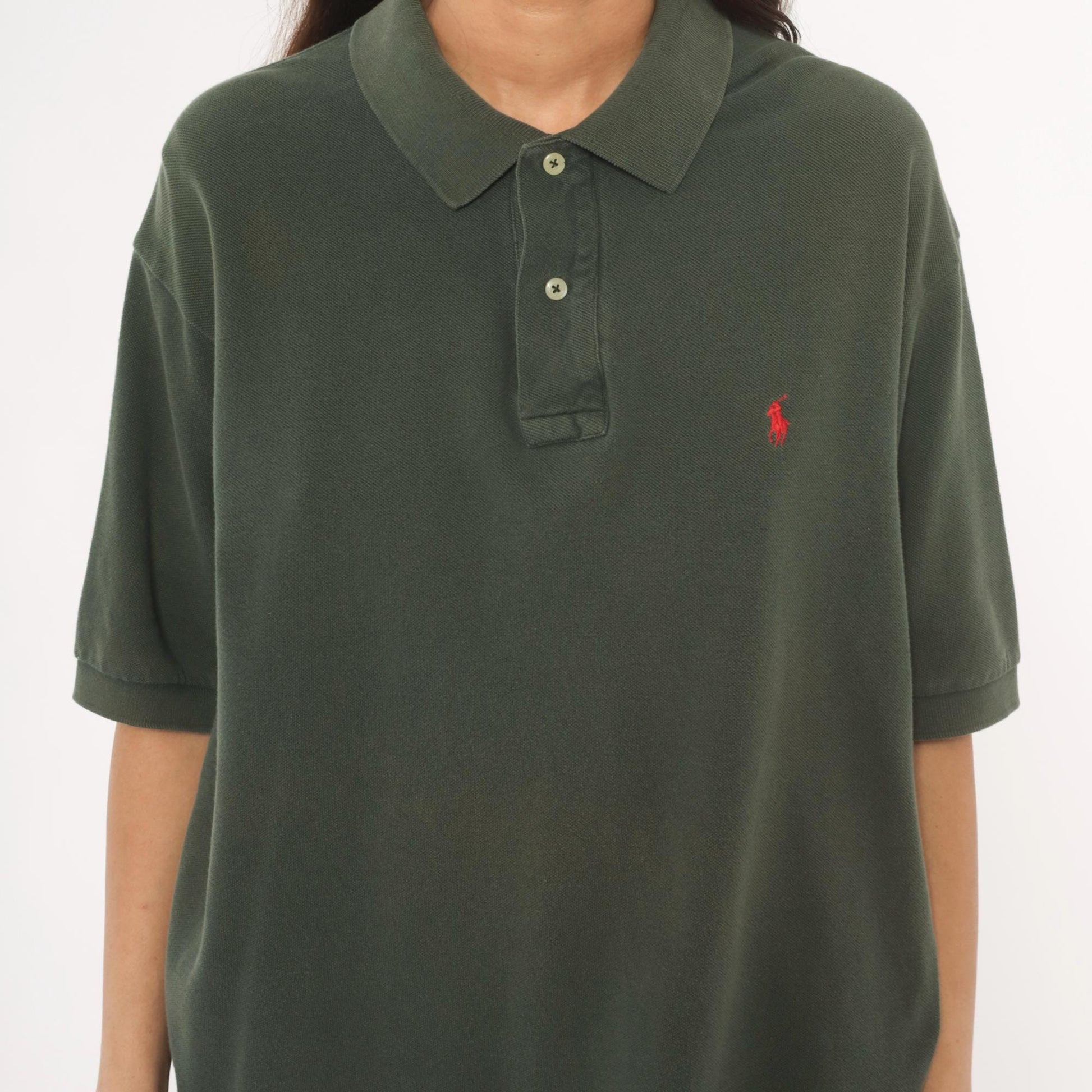 90s Polo Ralph Lauren Forest Green Cotton Pique Polo Shirt Large L