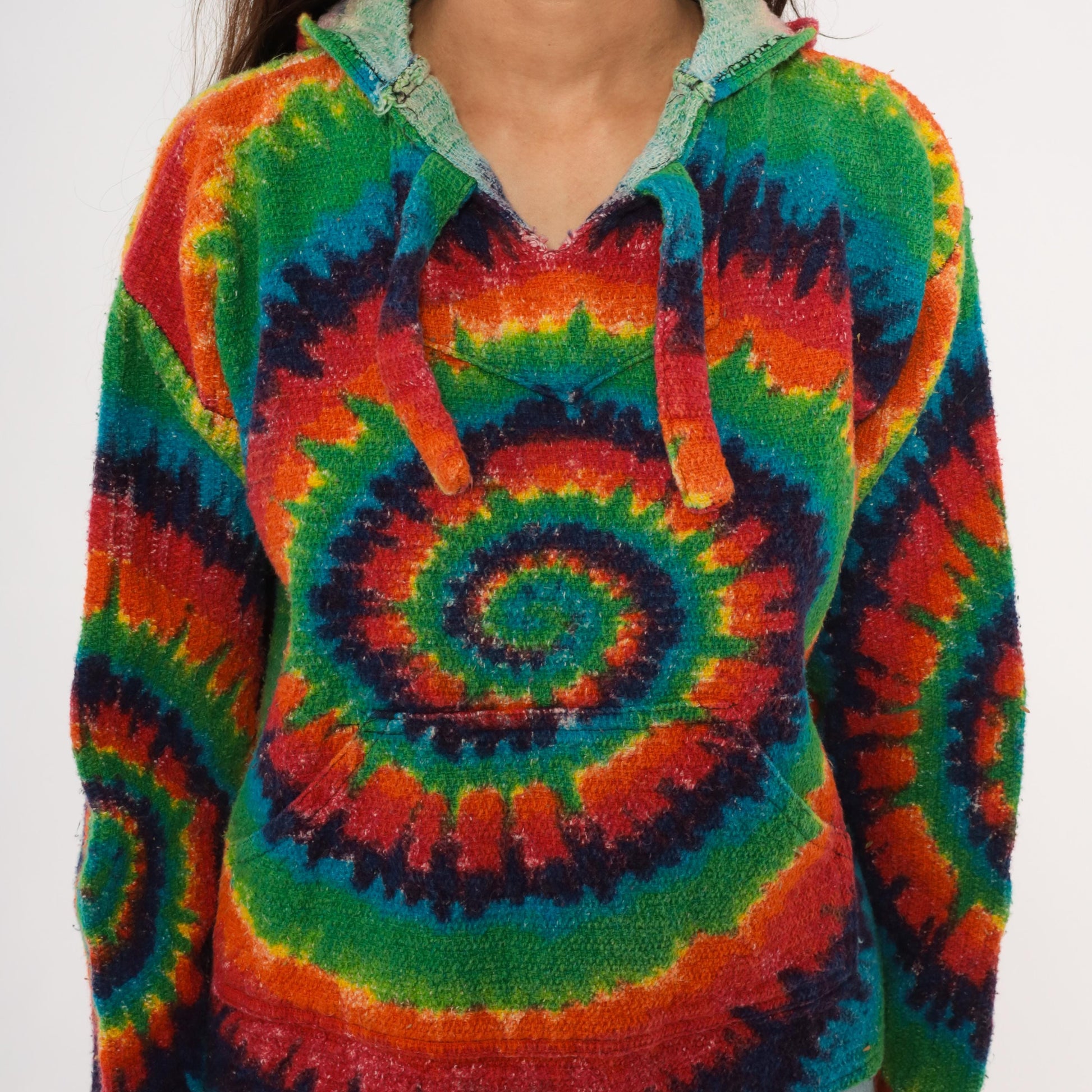 2000s Earth Ragz Rainbow Tie Dye Spiral Hoodie Cotton Medium M