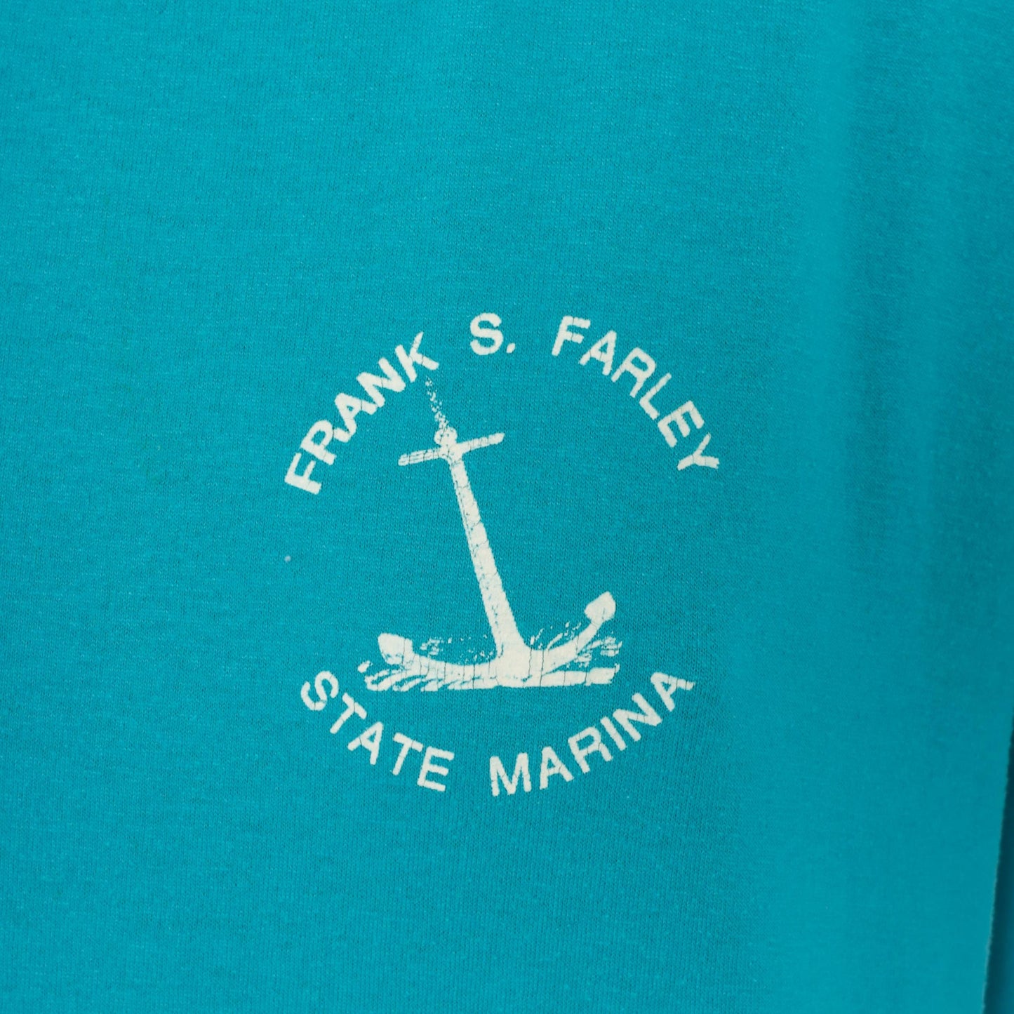 90s Jerzees Frank S. Farley State Marina Anchor Graphic Tee Teal Large L