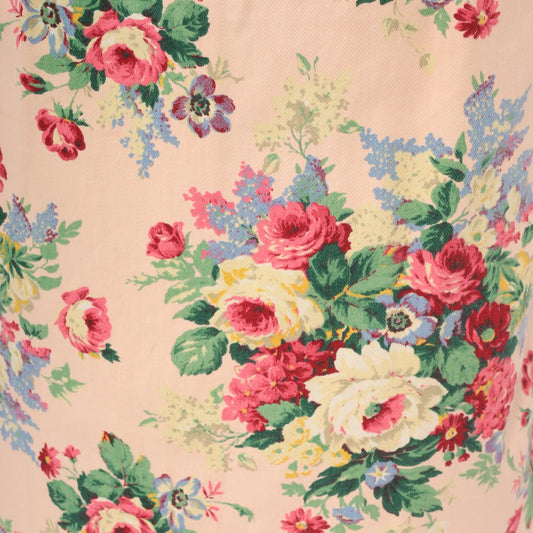 90s On The Verge Floral Midi Pencil Skirt Pink Cotton Large L