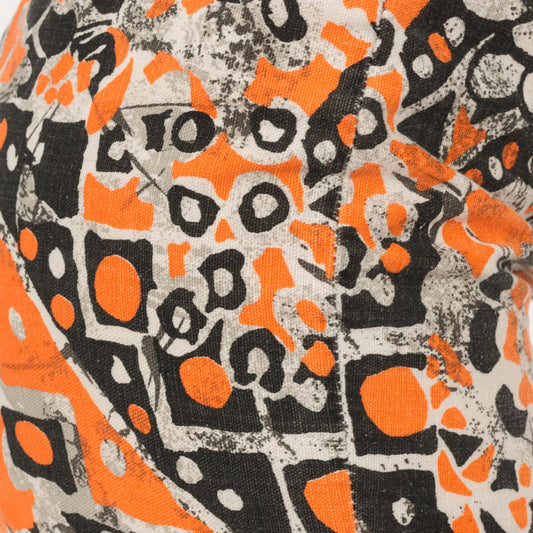 80s Gantner Psychedelic Floral Shorts Orange Black Cotton High Rise Small