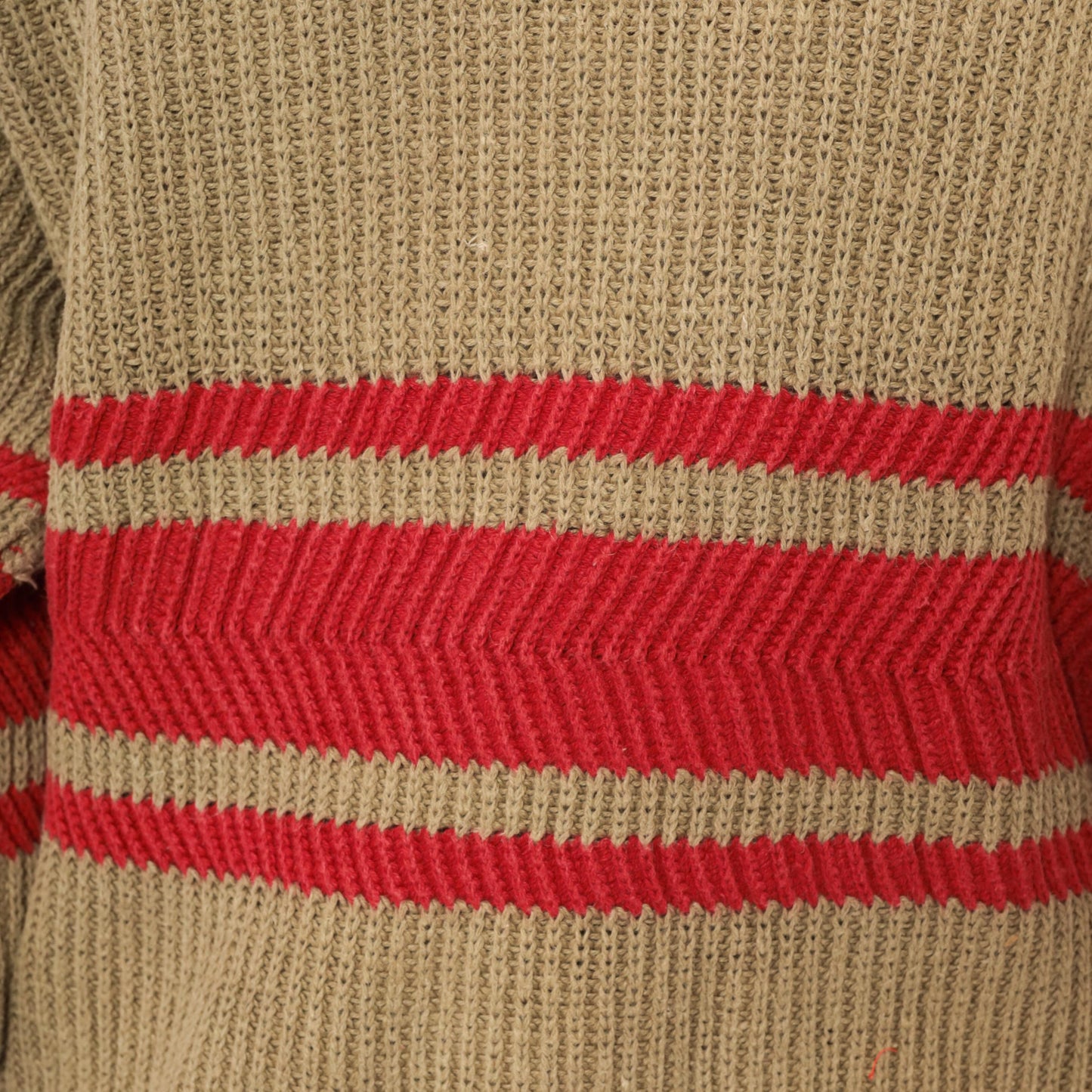 90s GAP Striped Cardigan Tan Red Ribbed Knit Open Front Medium M