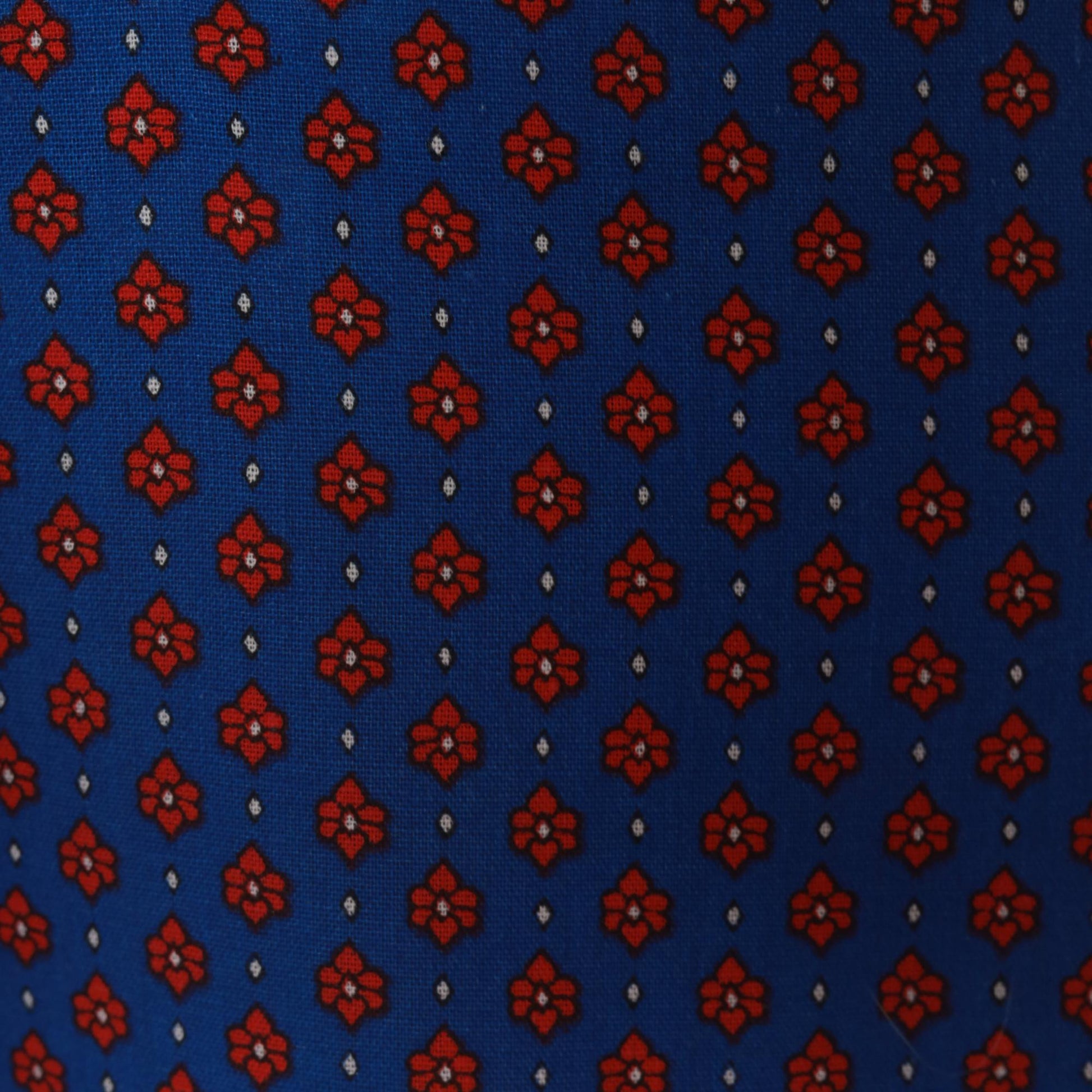 80s Maternity Calico Floral Shift Dress Blue Red Puff Sleeve Bib Collar Medium M