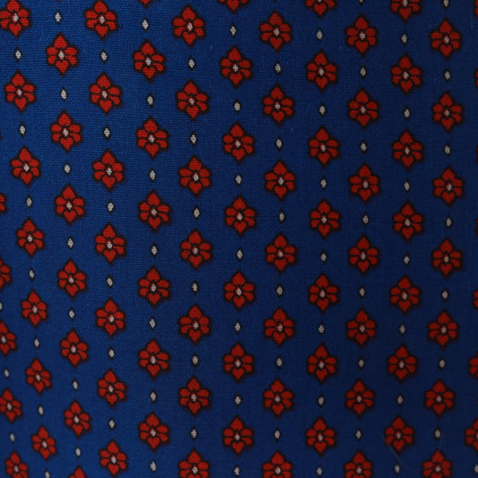 80s Maternity Calico Floral Shift Dress Blue Red Puff Sleeve Bib Collar Medium M