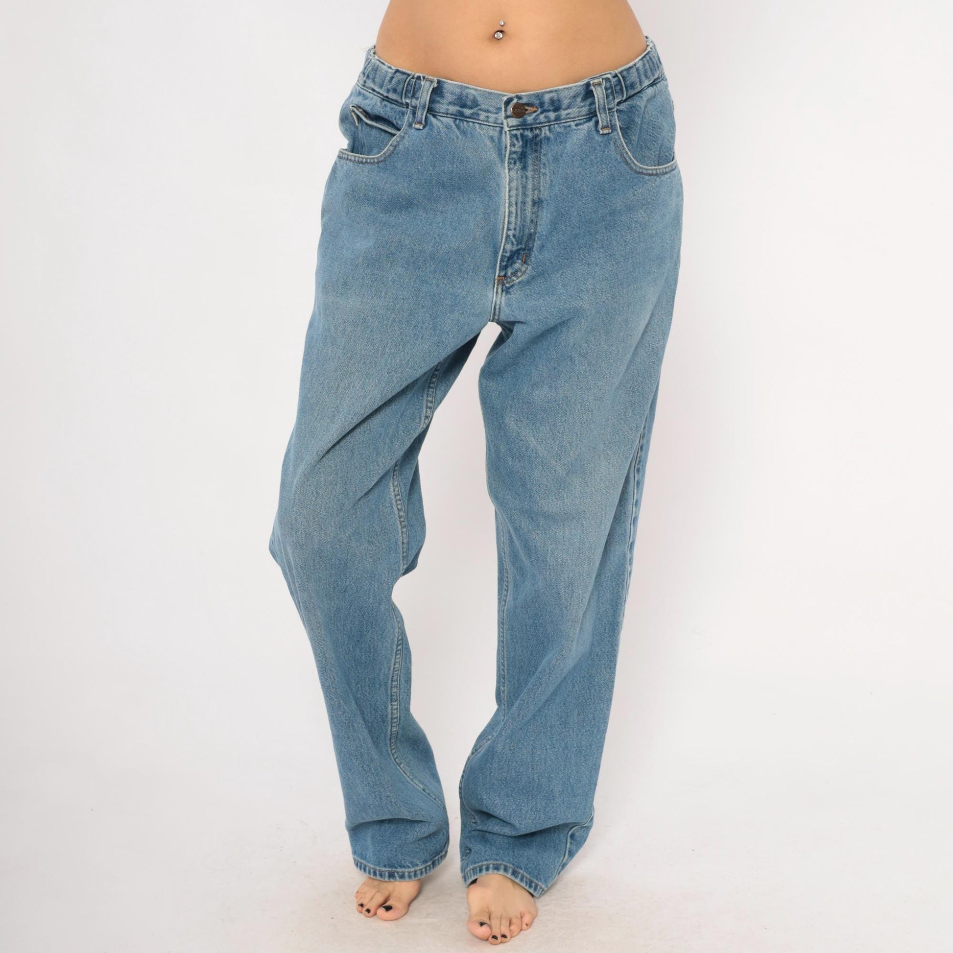 90s L.L. Bean Light Wash Straight Leg Jeans Cotton Mid Rise 34x34