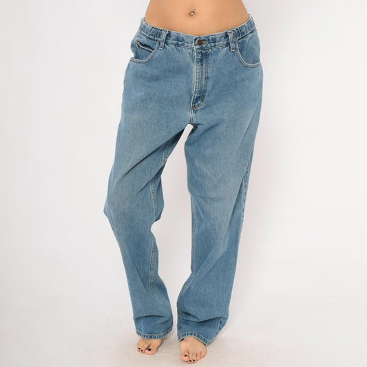 90s L.L. Bean Light Wash Straight Leg Jeans Cotton Mid Rise 34x34