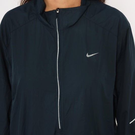 2000s Nike Half-Zip Windbreaker Navy Pullover Reflective Jacket Large L