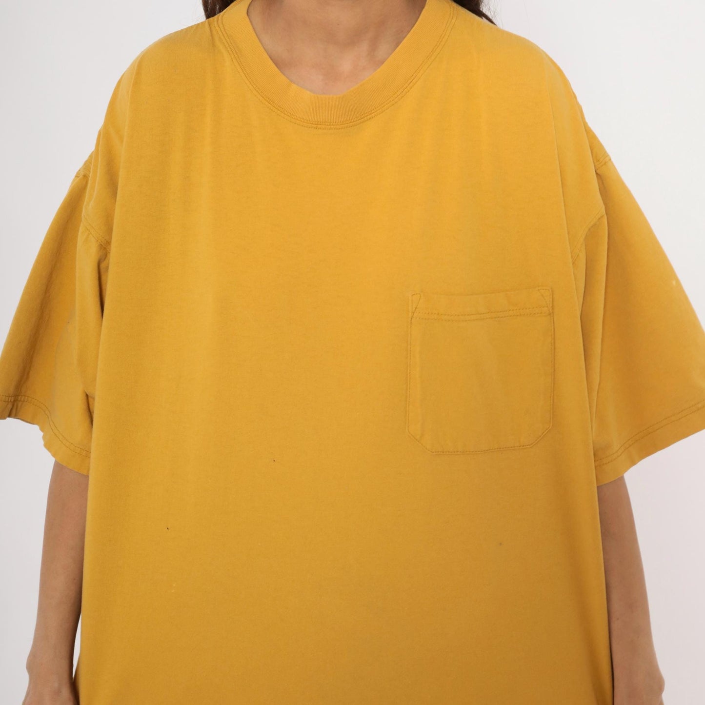 2000s American Eagle Mustard Pocket Tee Cotton Boxy Crew Large L