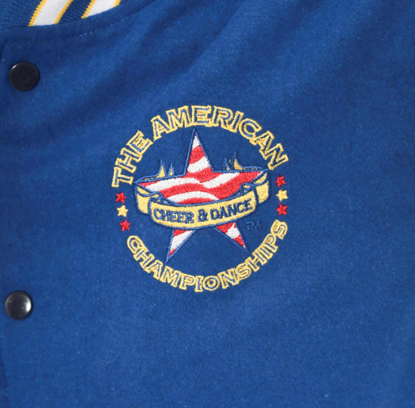 2000s Varsity Royal Blue Letterman Jacket Wool Leather Sleeve Championship Embroidered Small