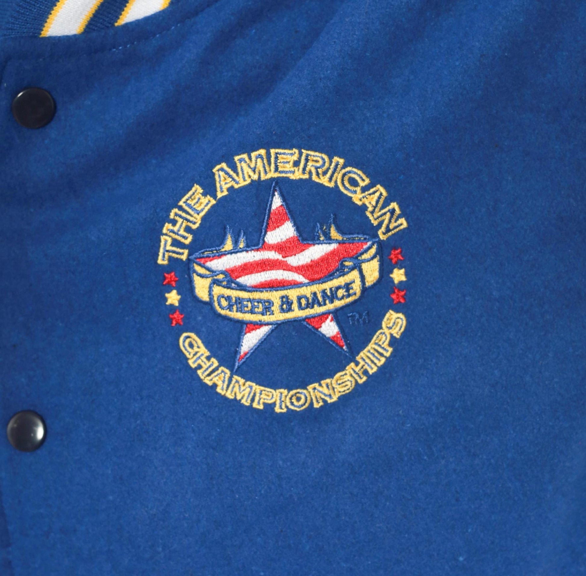 2000s Varsity Royal Blue Letterman Jacket Wool Leather Sleeve Championship Embroidered Small