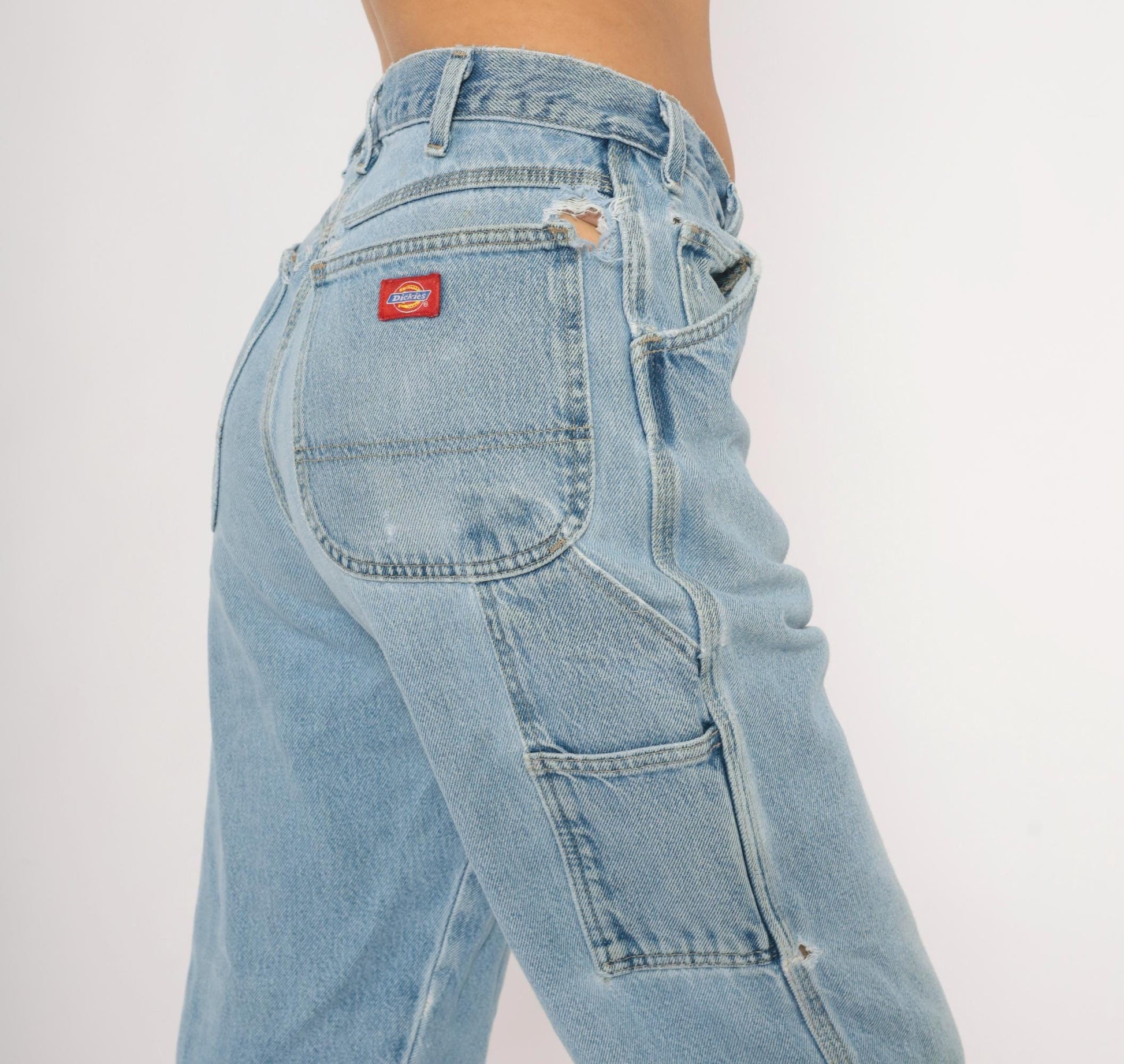Dickies Carpenter Jeans 2000s Light Wash Straight Leg Distressed Denim Small