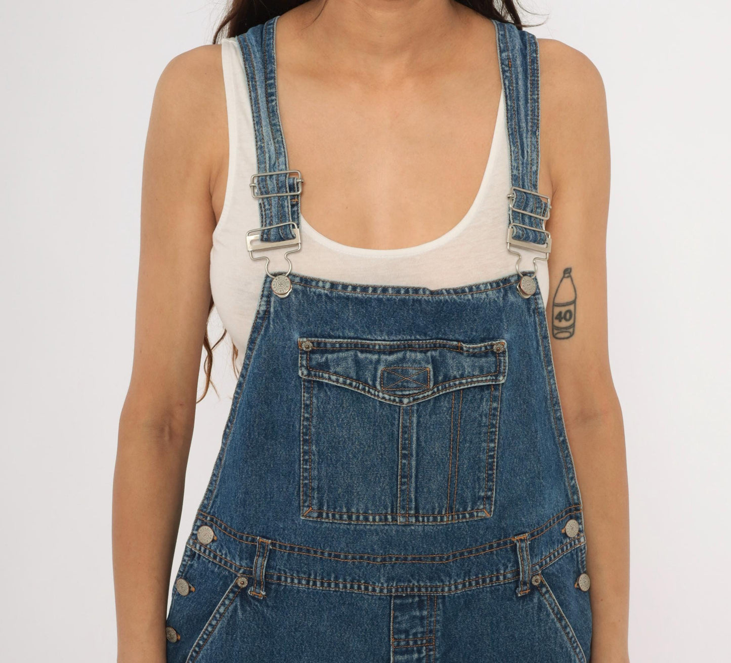 90s Bill Blass Blue Denim Overalls Carpenter Bib Straight Leg Medium M