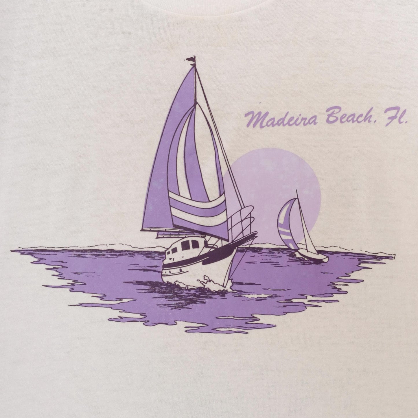 90s Ocean East Sportswear Sailboat Graphic Crop Tee White Purple One Size