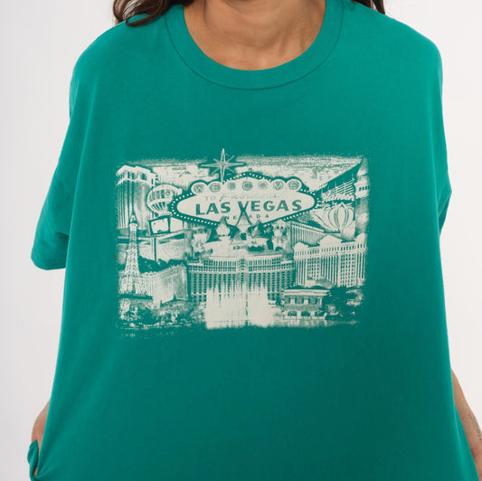 90s Suna Las Vegas Skyline Teal Graphic Tee Plus Size XXL