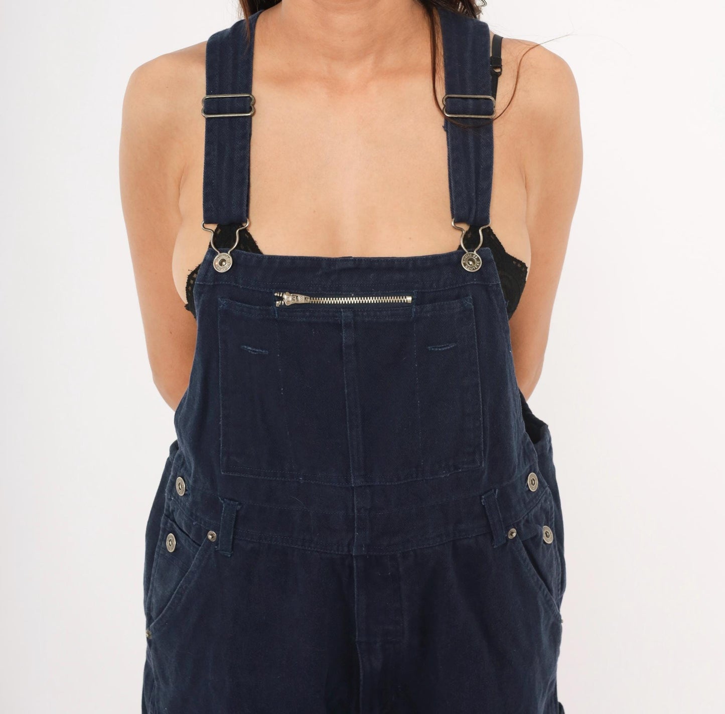 Y2K Route 66 Navy Denim Carpenter Overalls Straight Leg Medium M
