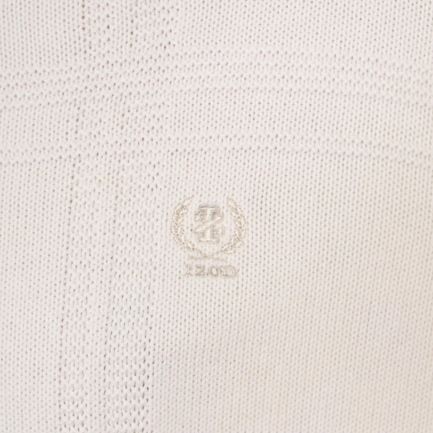 90s Izod Cotton Crewneck Sweater White Windowpane Grid Knit Large L